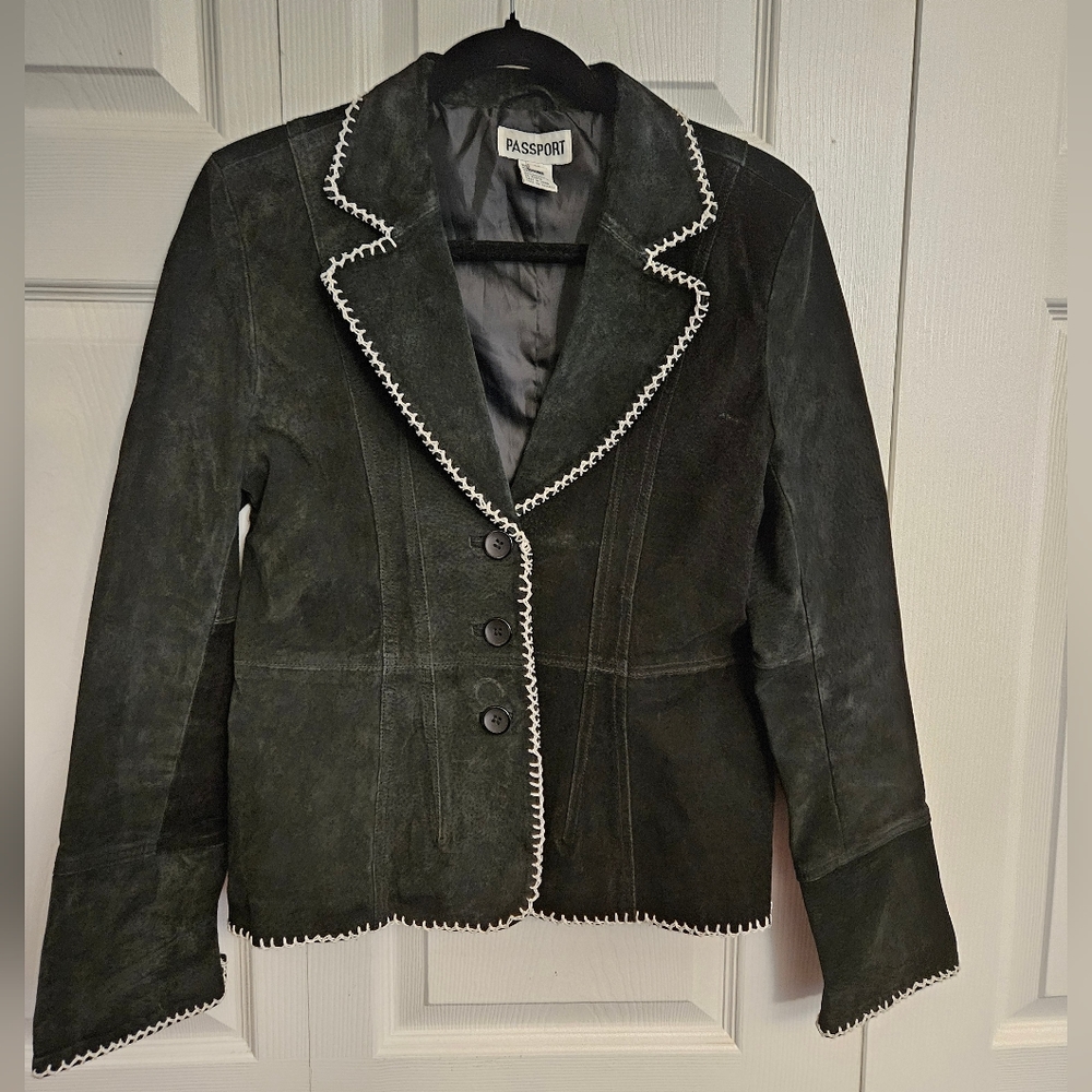 Vintage Black Passport Leather Jacket Medium